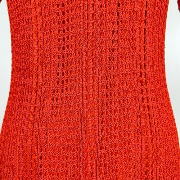Lauren Ralph Lauren Weryna Crochet Pointelle Knit Orange Short Sleeve Dress, siz - Picture 10 of 15